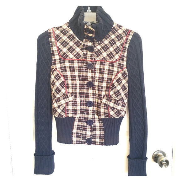 Guess Jackets & Blazers - Guess knit sleeve crop jacket